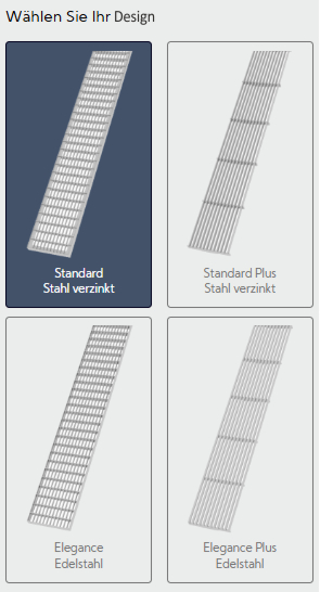 Auswahl der Type der Entwässerungs-Rinne