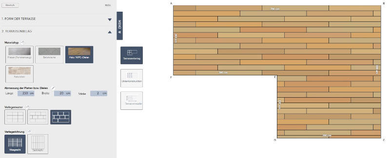 Stelzlager Holzterrasse selbstnivellierend _ Auswahl Material im Konfigurator